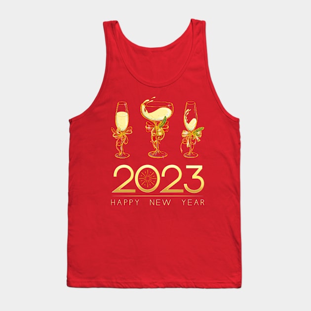 2023 New Years Eve Party Supplies Happy New Year Family Kids Tank Top by Gendon Design